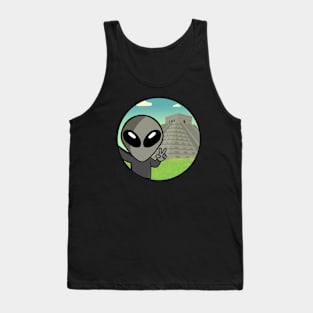 Space Alien Selfie Chichen Itza - Version 2 Tank Top